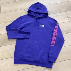 Burton Blue Hoodie Pink Sleeve Logo Snowboard Pullover Pocket Men’s M Ski Fleece